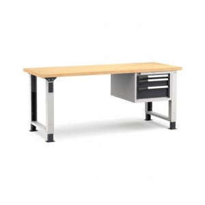 Banco professionale regolabile con 3 cassetti, 200 cm, grigio e antracite