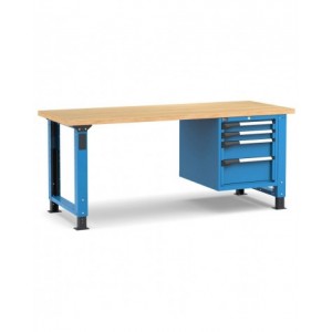 Banco professionale regolabile con 4 cassetti 2x75 1x150 1x200, 200 cm, blu e antracite