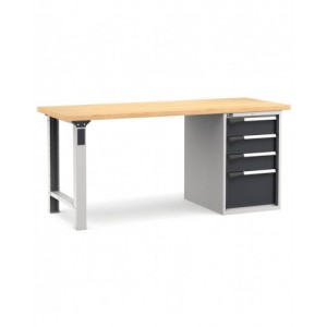 Banco professionale con 4 cassetti 1x100 2x150 1x200, 200 cm, grigio e antracite