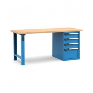 Banco professionale con 4 cassetti 1x100 2x150 1x200, 200 cm, blu e antracite