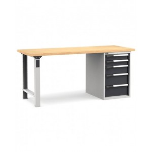 Banco professionale con 5 cassetti, 200 cm, grigio e antracite