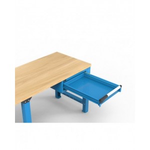 Banco professionale con 5 cassetti, 200 cm, blu e antracite