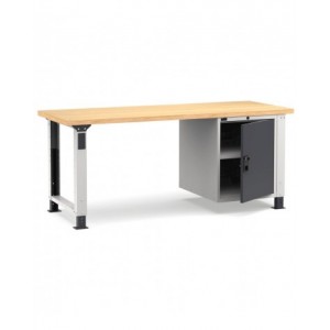 Banco professionale regolabile con porta e piano regolabile, 200 cm, grigio e antracite