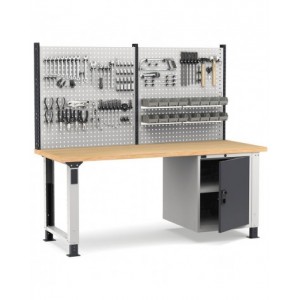 Banco professionale regolabile con parete e porta, 200 cm, grigio e antracite