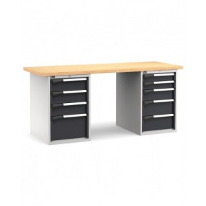 Banco professionale con 9 cassetti, 200 cm, grigio e antracite