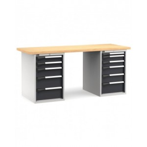 Banco professionale con 11 cassetti, 200 cm, grigio e antracite