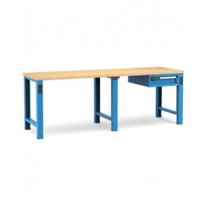 Banco professionale con 1 cassetto, 250 cm, blu e antracite