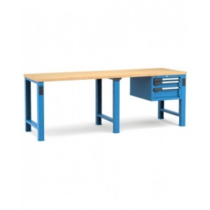 Banco professionale con 3 cassetti, 250 cm, blu e antracite