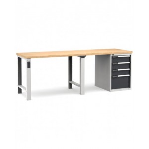 Banco professionale con 4 cassetti 3x150 1x300, 250 cm, grigio e antracite