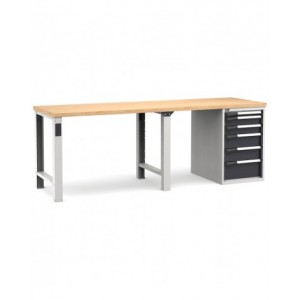 Banco professionale con 6 cassetti, 250 cm, grigio e antracite