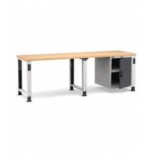 Banco professionale regolabile con porta e piano regolabile, 250 cm, grigio e antracite