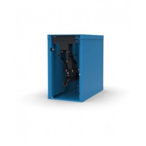 Banco professionale con 8 cassetti, porta, ripiano regolabile, morsa e allacciamenti, 250 cm, blu e antracite