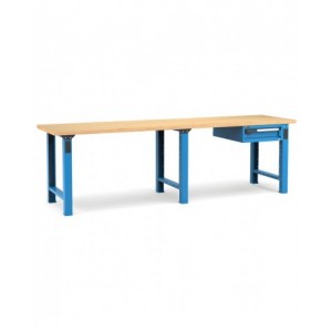 Banco professionale con 1 cassetto, 300 cm, blu e antracite