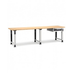 Banco professionale regolabile con 1 cassetto, 300 cm, grigio e antracite