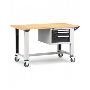 Banco professionale con ruote e 3 cassetti, 150 cm, grigio e antracite