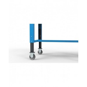 Banco professionale con ruote, 4 cassetti, porta e ripiano regolabile, 150 cm, blu e antracite