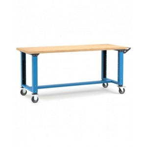 Banco professionale con ruote, 200 cm, blu e antracite