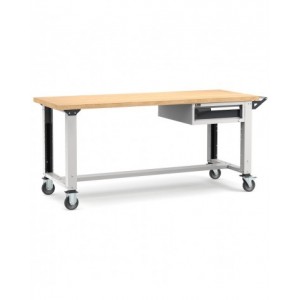 Banco professionale con ruote e 1 cassetto, 200 cm, grigio e antracite