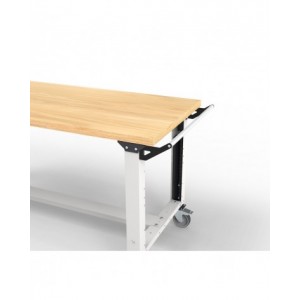 Banco professionale con ruote, 4 cassetti, anta, ripiano regolabile e morsa, 200 cm, grigio e antracite