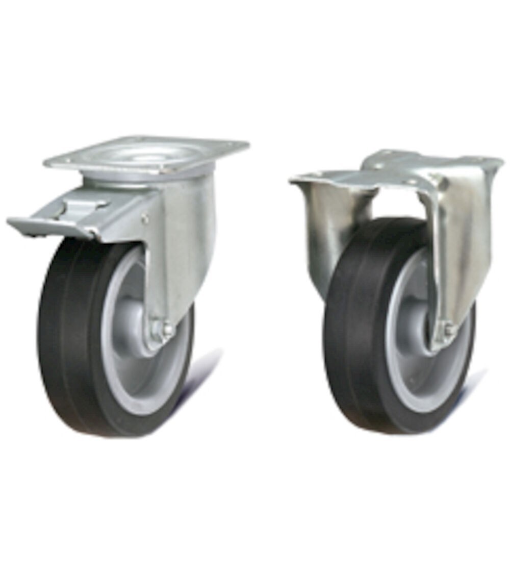 Kit 4 ruote in gomma elastica Ø 125 mm