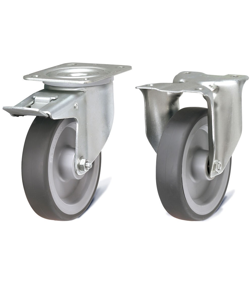 Kit 4 ruote in gomma antitraccia sintetica Ø 125 mm