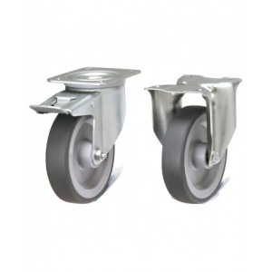 Kit 6 ruote in gomma antitraccia sintetica Ø 125 mm