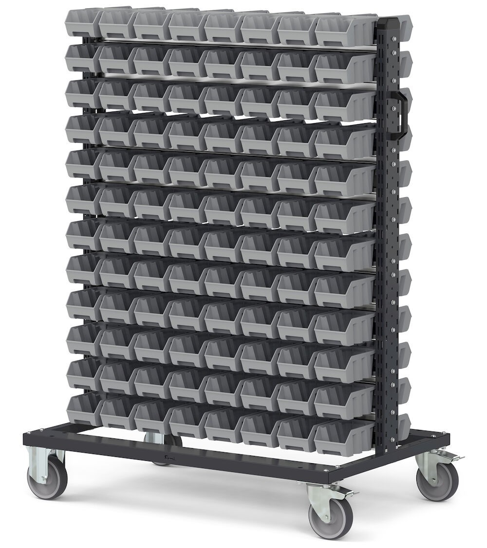 Carrello porta minuteria con 192 contenitori a bocca di lupo Picking Box Air  grigio tele 1