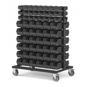 Carrello con 120 contenitori a bocca di lupo Picking Box Air grigio antracite
