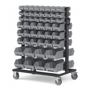 Carrello porta minuteria con 100 contenitori a bocca di lupo Picking Box Air grigio tele 1