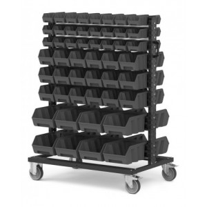 Carrello con 100 contenitori a bocca di lupo Picking Box Air grigio antracite