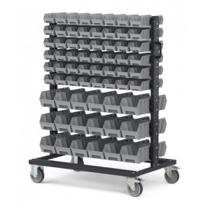 Carrello porta minuteria con 132 contenitori a bocca di lupo Picking Box Air grigio tele 1