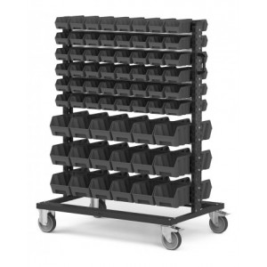 Carrello con 132 contenitori a bocca di lupo Picking Box Air grigio antracite