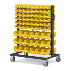 Carrello con 132 contenitori a bocca di lupo Picking Box Air giallo zinco