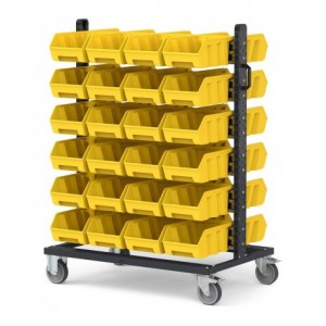 Carrello con 48 contenitori a bocca di lupo Picking Box Air giallo zinco