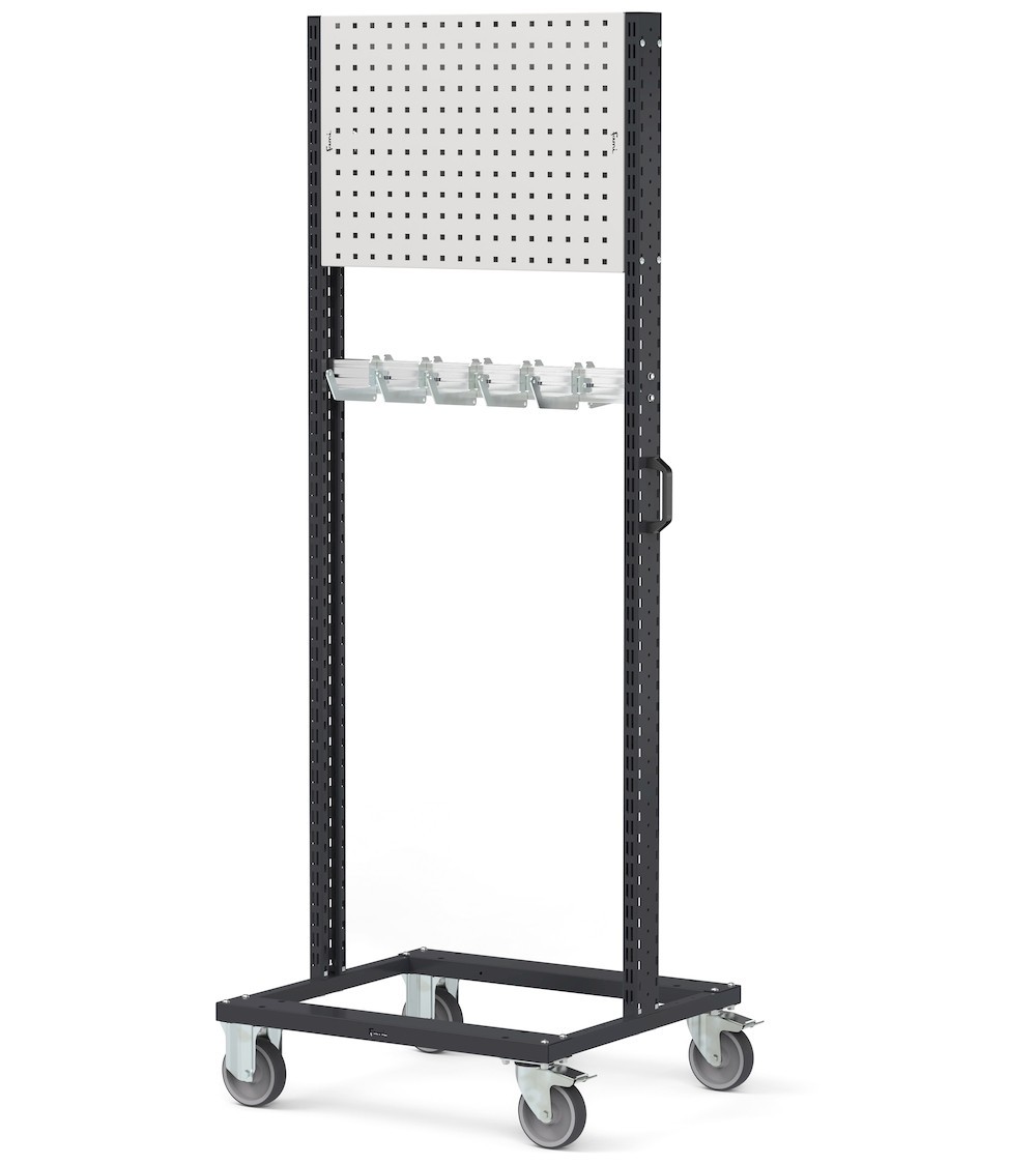 Carrello per imbracature con pannello forato, L 761 mm BINCART0706