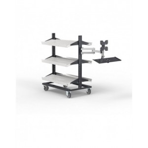 Carrello picking con braccio estensibile porta monitor e tastiera