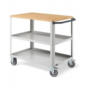 Carrello Clever Large con piano in legno e con piano in acciaio aggiuntivo CLEVER1009