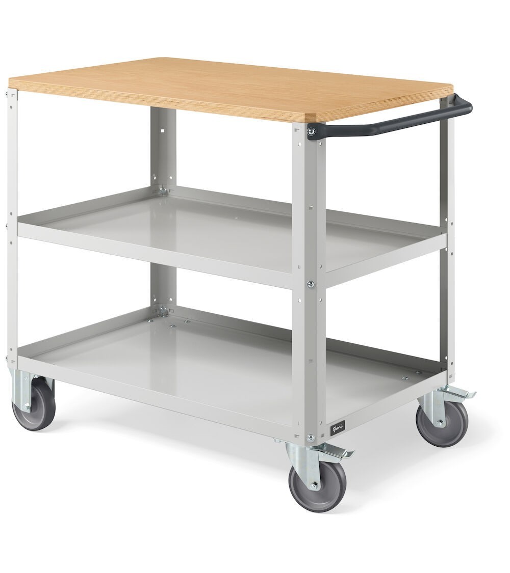 Carrello Clever Large con piano in legno e con piano in acciaio aggiuntivo CLEVER1009