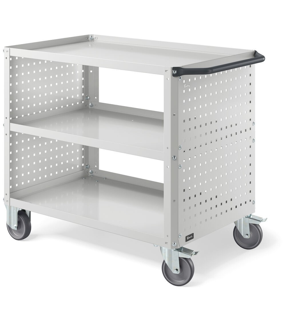Carrello Clever Large con piano in acciaio aggiuntivo e pannelli forati CLEVER1011