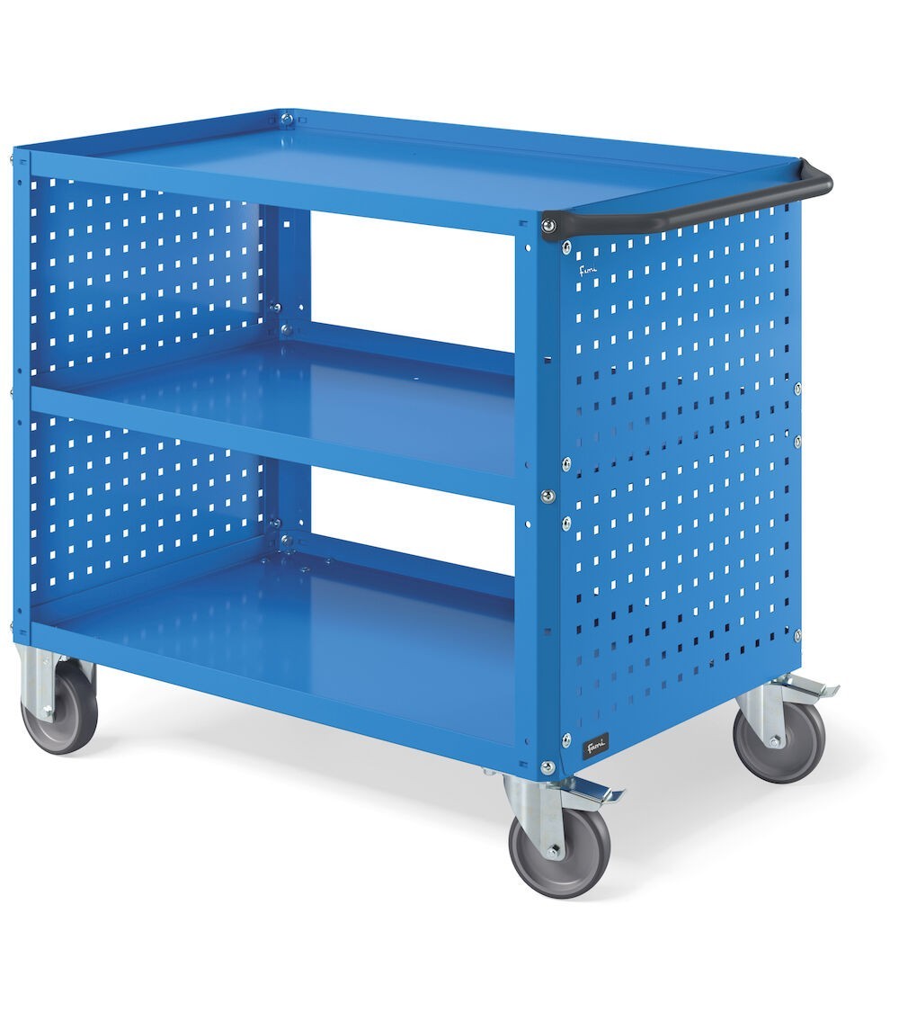 Carrello Clever Large con piano in acciaio aggiuntivo e pannelli forati CLEVER1012