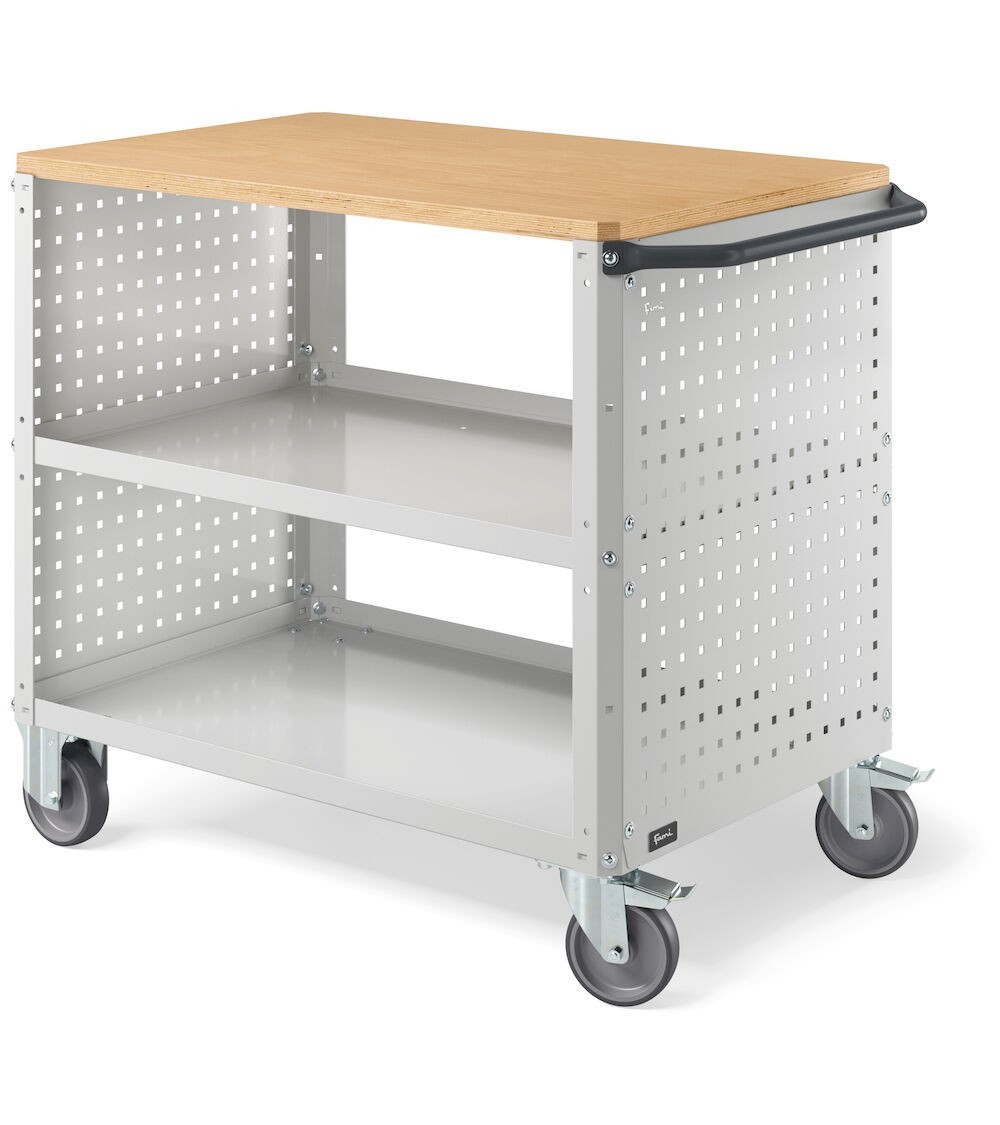 Carrello Clever Large con piano in acciaio aggiuntivo e pannelli forati CLEVER1013