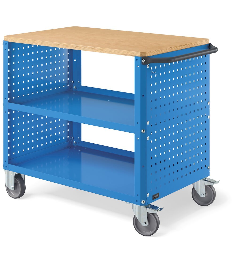 Carrello Clever Large con piano in acciaio aggiuntivo e pannelli forati CLEVER1014