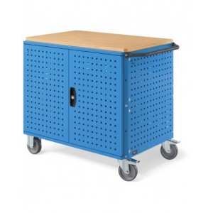 Carrello Clever Large con piano in legno, piano aggiuntivo, pannelli forati e porte CLEVER1018