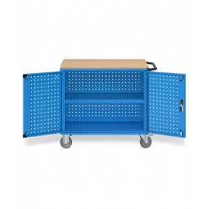 Carrello Clever Large con piano in legno, piano aggiuntivo, pannelli forati e porte CLEVER1018