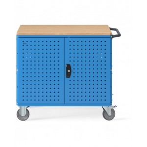 Carrello Clever Large con piano in legno, piano aggiuntivo, pannelli forati e porte CLEVER1018