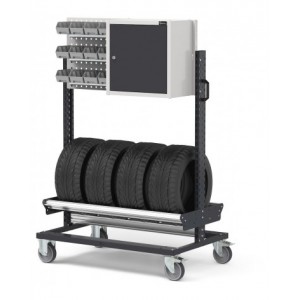 Carrello per pneumatici con armadio pensile BINCART1007