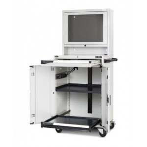 Armadio porta computer con modulo base e modulo porta con finestra in policarbonato