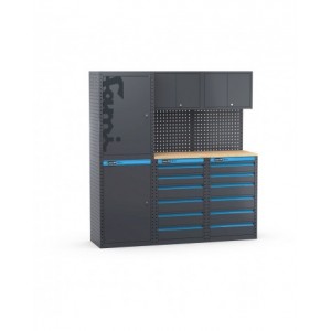 Arredo officina con armadi a 1 anta e cassettiere, L1824 x P495 x H1900 mm