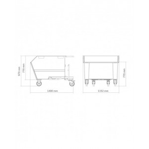 Benna ribaltabile portarottami con ruote, capacità 750 L
