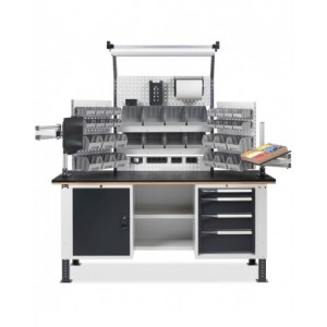 Banco da lavoro portautensili con cassetti e contenitori MASTERBR2008, 200 cm